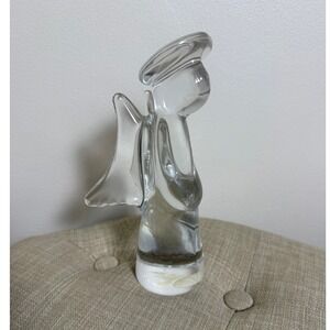 Vintage Genuine 25% Lead Crystal Praying Angel Figurine Halo Wings Made Japan